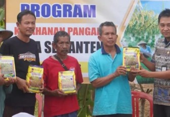 Babinsa Koramil 0801/01 Pacitan Dampingi Para Petani Menerima Bantuan Benih Padi