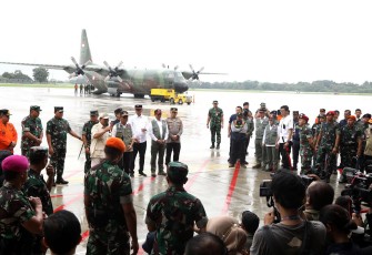 Menhan Prabowo saat Lepas Keberangkatan Bantuan Kemanusiaan RI untuk Turki