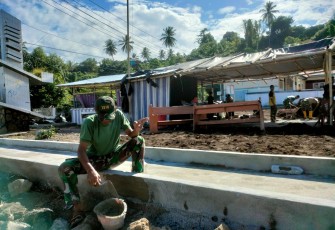Pengacian Pengerjaan Sarana Olahraga Oleh Satgas TMMD Ke-116 Kodim 1310/Bitung Capai 80 Persen