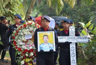 Polres Labusel Hadiri Acara Pemakaman Personil Sat Brimob Polda Aceh Yang Meninggal Dunia