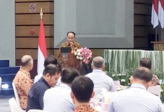 Menkominfo Budi Arie Setiadi alam Peluncuran Prangko Pahlawan Nasional TNI AU di Markas Besar TNI Cilangkap Jakarta Timur, Senin (04/12/2023).