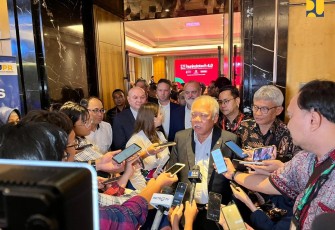 Menteri Basuki saat membuka Forum Bisnis HunIndoTech 4.0 di Hotel Westin, Jakarta pada Selasa (14/11/2023)