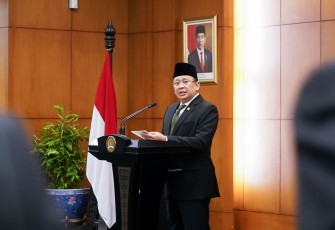Bamsoet dalam pelantikan anggota MPR RI pengganti antar waktu, di Gedung MPR RI, Jakarta, Selasa (14/11/23).
