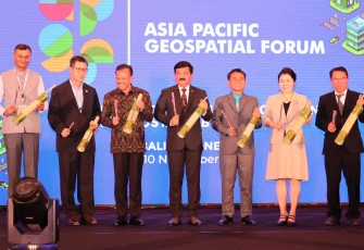 Menteri ATR/Kepala BPN Hadi Tjahjanto Saat menghadiri sekaligus membuka kegiatan Asia Pacific Geospatial Forum 2023 yang digelar di Discovery Kartika Plaza Hotel
