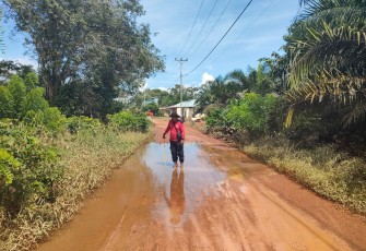 Banjir tampak sudah mulai surut di Kabupaten Ketapang, Provinsi Kalimantan Barat, Sabtu (09/12). Kendati demikian tim BPBD setempat masih tetap siaga.