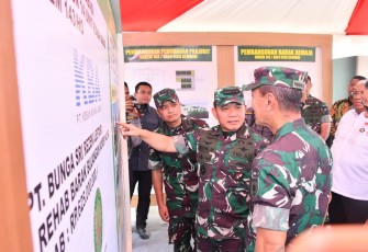 Kasad Jenderal TNI Dudung Abdurachman saat menerima paparan pembangunan di Korem 143/HO