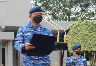 Komandan Kosek IKN Marsma TNI Setiawan saat membacakan amanat Panglima TNI Laksamana Yudo Margono 