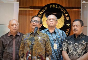 Menkopolhukam Mahfud MD saat memberikan keterangan pers di Jakarta 