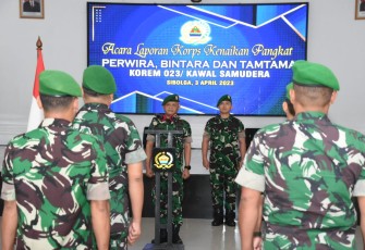 Kenaikan pangkat prajurit Korem 023/KS