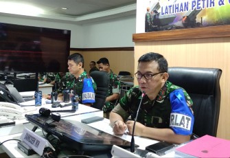 Dankosek IKN Marsma TNI Yuniarsa Aditya Permana saat memberikan pengarahan dalam latihan Petir Cakra A-23 di Jakarta, Senin (15/5)