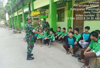 Latih kedisiplinan dan Wasbang di sekolah wilayah desa binaan 