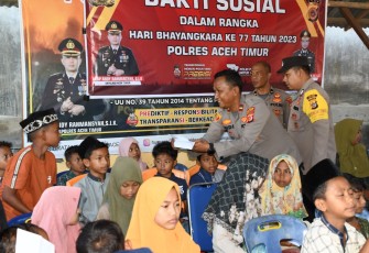 Polres Aceh Timur Santuni Anak Yatim Jelang HUT Bhayangkara 