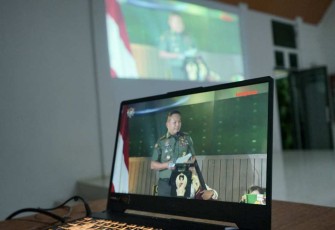 Kasad Jenderal TNI Dudung Abdurachman saat memberikan sambutan dalam KASAD Award 2023, Senin (10/7)