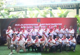 Kejuaraan menembak Menkumham Cup 2023 di lapangan tembak Senayan Jakarta, Rabu (19/7)