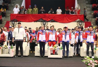 Menpora Ario Bimo Nandito Ariotedjo saat penutupan Pornas XVI Korpri di Semarang, Jum'at (21/7)