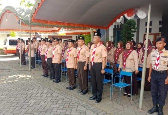 Upacara Hari Pramuka di Kecamatan Gandusari Kabupaten Trenggalek, Senin (14/8)