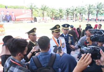 Danrem 081/DSJ Kolonel Inf H. Sugiyono usai mengikuti upacara HUT Kemerdekaan RI ke 78 di Madiun, Kamis (17/8)