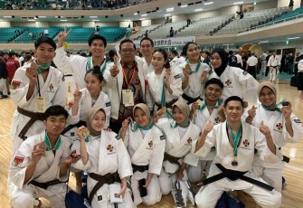 Atlet Kempo Indonesia di Kejuaraan Dunia Shorinji Kempo di Jepang, Minggu (8/10)