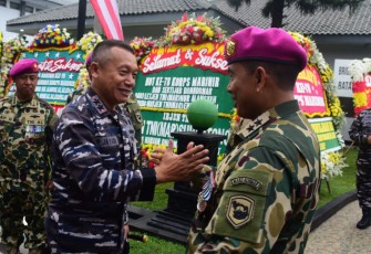 Pangkoarmada III Laksamana Muda TNI Rachmad Jayadi saat hadiri peringatan HUT Ke-78 Korps Marinir di Cilandak Jakarta, Rabu (15/11)