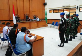 Pembacaan Pledoi kasus pembunuhan berencana digelar secara terbuka untuk umum bertempat di Ruang Sidang Garuda, Pengadilan Militer II-08 Jakarta, Jalan Raya Penggilingan 7 Cakung, Jakarta Timur,  Senin (4/12/2023).
