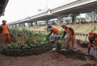 Penghijauan di kolong tol Becakayu