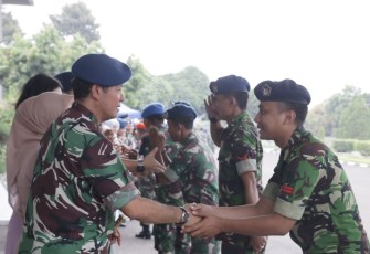 Pangkoopsud I Marsda TNI Bambang Gunarto saat halal bihalal bersama prajuritnya, Selasa (2/5)