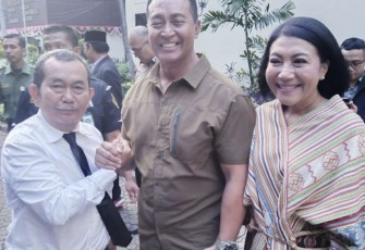 Gandi Parapat bersama Andika Perkasa saat memberikan kuliah umum di Universitas Indonesia, Selasa (8/8)