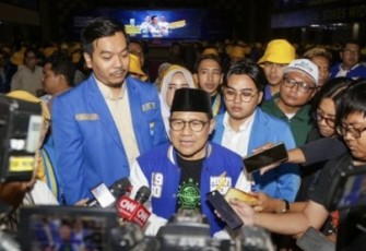 Ketua Umum PKB, Abdul Muhaimin Iskandar. menghadiri Sekolah Pergerakan Nasional bertajuk Pergerakan Menuju Perubahan di Auditorium Kampus II Universitas Pamulang (Unpam) Tangerang Selatan, Sabtu (23/9/23).