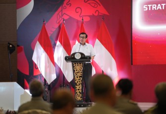 Menteri Hukum dan HAM, Yasonna H. Laoly kala membuka Focus Group Discussion Strategi Peningkatan Peran Intelijen Keimigrasian, Selasa (22/08/2023).