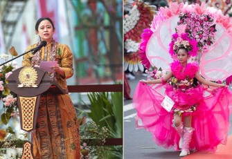 Ketua DPR RI Puan Maharani saat menghadiri puncak acara Tomohon International Flower Festival 2023.