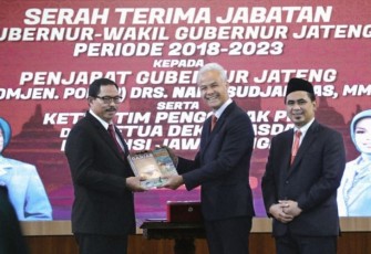 Sertijab Pj Gubernur Jateng, di Gedung Gradhika Bhakti Praja, Kota Semarang, Rabu (6/9/2023).