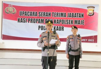Kapolres Kaur Polda Bengkulu AKBP Eko Budiman Saat memimpin Sertijab