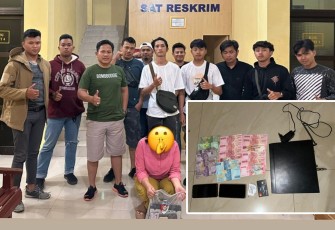Terduga pelaku bersama barang bukti