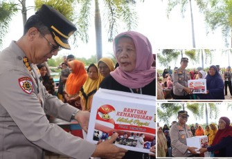 Polda Bengkulu Bagikan Paket Bantuan Kemanusiaan Untuk Negeri di Kampung Sejahtera