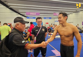Menteri Basuki selaku Chef de Mission (CDM)/ Ketua Kontingen Asian Games 2023, Kamis (28/08/2023) di Olympic Sport Center, Hangzhou, China. 