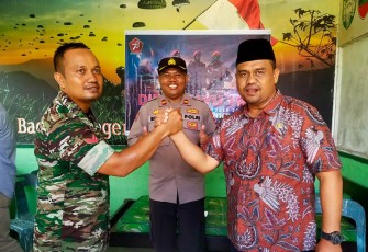 Polsek Nurussalam bersama Unsur Muspika saat Beri Ucapan Selamat ke Koramil 09/NRS