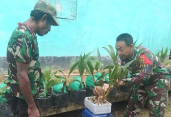 Satgas Yonif 143/TWEJ Ajarkan Membuat Bonsai