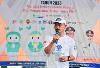 Sekretaris Daerah Provinsi Kepri Adi Prihantara di GOR Ikan Daun, Batam Center, Sabtu (29/04). 