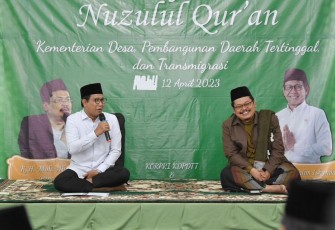 Gus Halim pada acara Nuzulul Quran di Masjid Al-Muhajirin, Kementerian Desa PDTT, Rabu (12/4/2023).