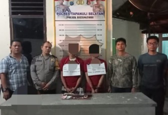 Gerebek Lapak Narkoba, Polsek Batang Toru Tangkap 2 Pria, Sebagian Kabur Lompat ke Sungai