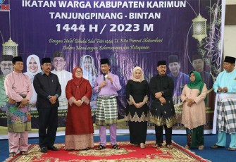 Muhammad Rudi saat menghadiri undangan halal bihalal bersama Ikatan Warga Kabupaten Karimun (IWKK) Tanjungpinang-Bintan, Minggu (21/5/2023).