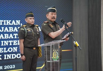Jaksa Agung ST Burhanuddin saat memberikan amanat, Selasa 31 Oktober 2023 bertempat di Lantai 11 Gedung Utama Kejaksaan Agung.