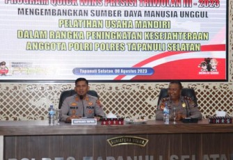 Kapolres Tapanuli Selatan (Tapsel), AKBP Imam Zamroni, SIK, MH, memimpin pelaksanaan pelatihan usaha mandiri bagi anggota, pada Selasa (8/8/2023) pagi