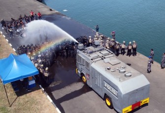 Lantamal VI Makassar Gelar Simulasi Pam Pemilu 2024 Aspek Laut