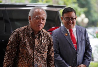 Menteri PUPR Basuki Hadimuljono di Gedung Prof. Sudarto, S.H. di Universitas Diponegoro, Sabtu (9/12/2023).