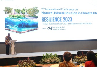 Sambutan Presiden Direktur Pertamina Foundation, Agus Mashud S. Asngari dalam penyampaian kata sambutan di pembukaan RESILIENCE 2023