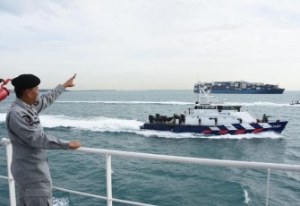 KN Pulau Nipah-321 saat Tinggalkan Changi Naval Base Singapura