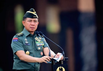 Kasad Jenderal TNI Agus Subiyanto, S.E., M.Si., saat memimpin Apel Bersama yang diikuti personel Militer dan PNS di lingkungan Markas Besar Angkatan Darat (Mabesad), bertempat di Lapangan Upacara Mabesad, Jakarta, Selasa (21/11/2023).