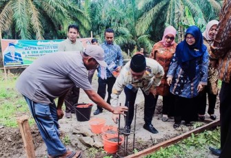 Bupati Labuhanbatu saat Melakukan Peletakan Batu Pertama Pembangunan Ruang Baru Di MIN Negeri 2 Labuhanbatu 