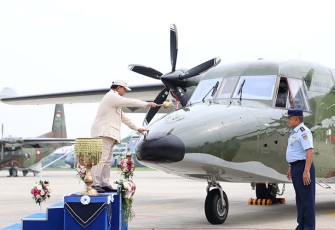 Menteri Pertahanan RI Prabowo Subianto secara resmi Serahkan 5 Unit Pesawat NC-212i kepada TNI AU di Lanud Halim Perdanakusuma pada hari Selasa (12/12/2023).